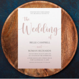 Invitación Elegante Rosa Boda de guión de caligrafía de oro