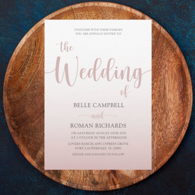 Invitación Elegante Rosa Boda de guión de caligrafía de oro (Subido por el creador)