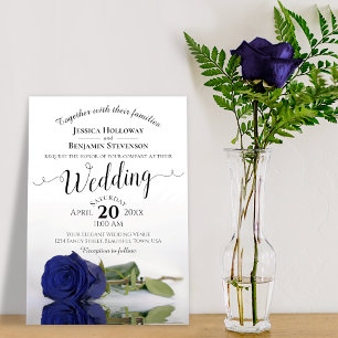 Invitación Elegante Rosa Boda de la Marina Azul de Estela Lar