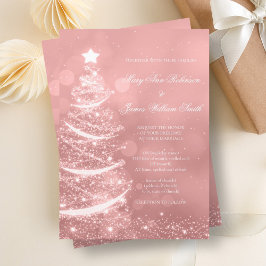 Invitación Elegante Rosa Boda de Navidades de Glam Gold