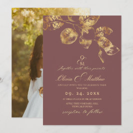 Invitación Elegante Rosa Boda de oro Pantone Brown