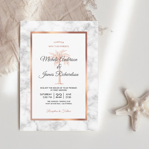Invitación Elegante Rosa Boda de Palm Tree de cobre de cobre