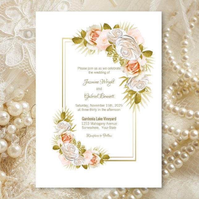 Invitación Elegante Rosa Boda Floral (Subido por el creador)