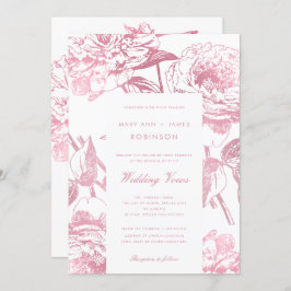 Invitación Elegante Rosa Boda floral de oro Vow Renovación