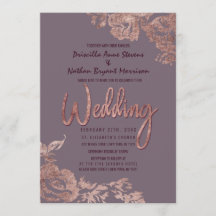 Elegante Rosa Boda Floral Morado Mauve