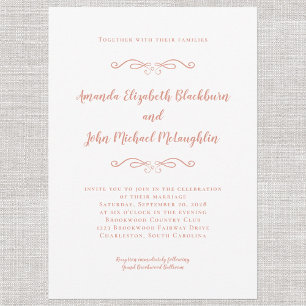 Invitación Elegante Rosa Boda formal rosa inmaduro