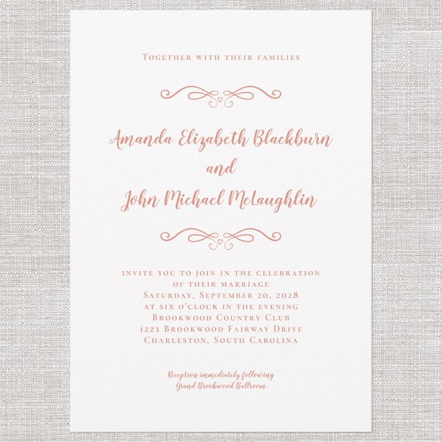 Invitación Elegante Rosa Boda formal rosa inmaduro (Subido por el creador)