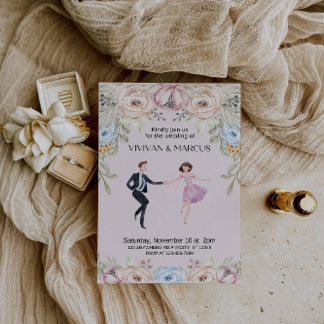 Invitación 🌸 elegante Rosa Boda: Un romance eterno