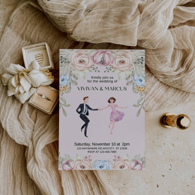 Invitación 🌸 elegante Rosa Boda: Un romance eterno (Subido por el creador)