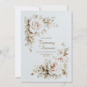 Invitación Elegante Rosa Bordada para Boda