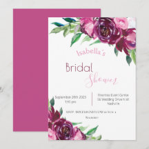 Elegante Rosa Borgoña Floral Moderna Ducha Nupcial