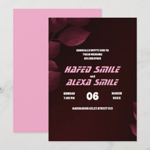 Invitación Elegante rosa burdeos y Boda de diseño floral