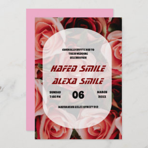 Invitación Elegante rosa burdeos y Boda de diseño floral