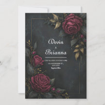 Elegante Rosa Burgundy Oscura con Hoja Daurada par