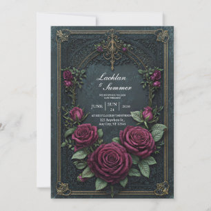 Invitación Elegante Rosa Burgundy Oscura Gótica Arqueada de B