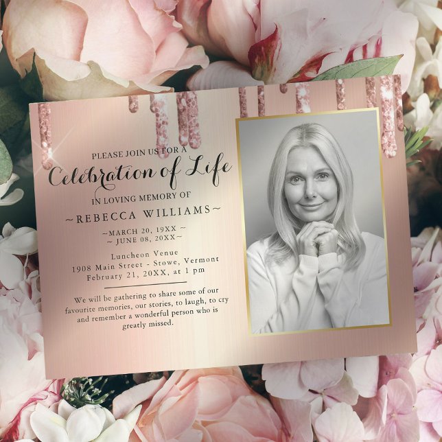 Invitación Elegante Rosa Celebración de la Vida (Subido por el creador)