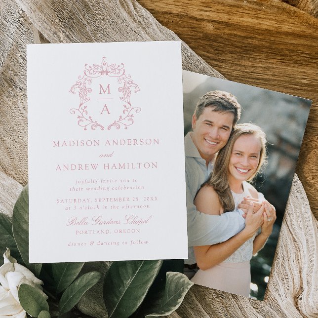 Invitación Elegante Rosa Chino Chino-Rosa Boda de fotografía  (Subido por el creador)