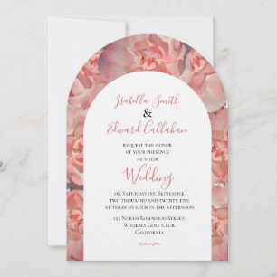 Invitación Elegante Rosa Coral Floral Boda Acuarela
