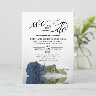 Invitación Elegante Rosa de acero azul todavía prometemos ren