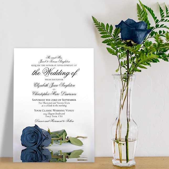 Invitación Elegante Rosa de acero turbio azul gris  Boda form (Subido por el creador)