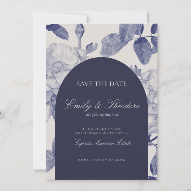 Invitación Elegante Rosa de acuarela Boda Guardar la fecha (Anverso)