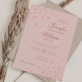 Invitación Elegante Rosa de Boda Confetti de oro Rubor Rosa