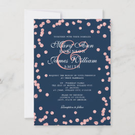 Invitación Elegante Rosa de Boda Purpurina de oro Armada Conf