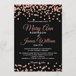 Invitación Elegante Rosa de Boda Purpurina de oro Confetti Ne
