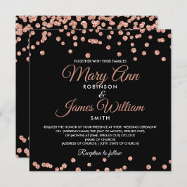Invitación Elegante Rosa de Boda Purpurina de oro Confetti Ne