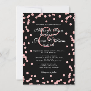 Invitación Elegante Rosa de Boda Purpurina de oro Confetti Ne