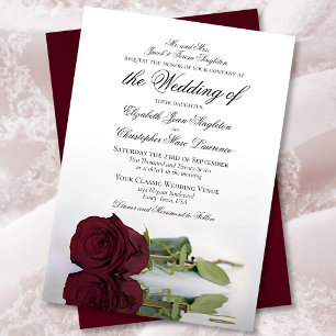 Invitación Elegante Rosa de Borgoña  Boda formal