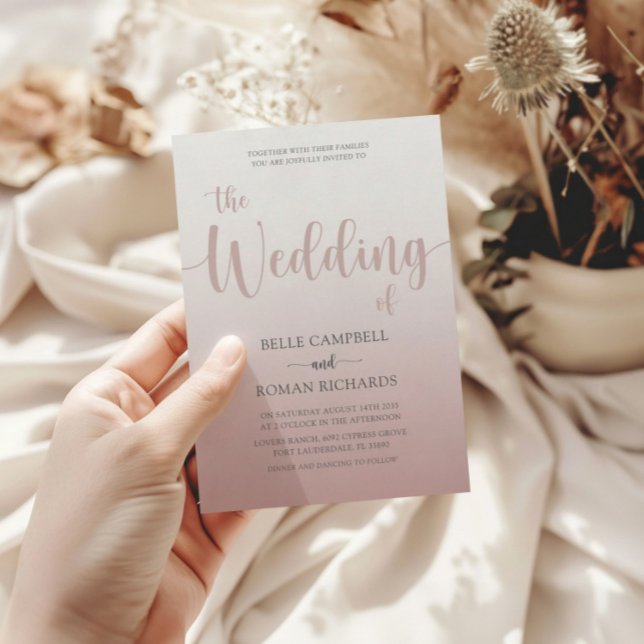 Invitación Elegante Rosa de caligrafía de oro guión Boda Inv (Subido por el creador)