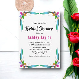 Invitación Elegante Rosa de color brillante ducha de novia fl