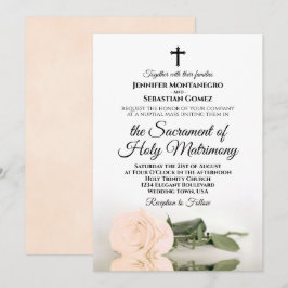 Invitación Elegante Rosa de color pálido Boda católico modern
