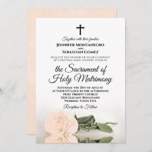 Invitación Elegante Rosa de color pálido Boda católico modern