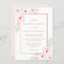 Elegante Rosa de color rosa floral Boda dorado