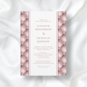 Invitación Elegante Rosa de Diamante de Oro Boda virtual tach