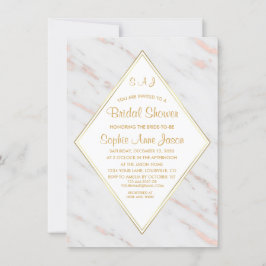 Invitación Elegante Rosa de diamantes Dorado Marble Bridal Du