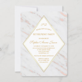 Invitación Elegante Rosa de diamantes Fiesta de Jubilación de