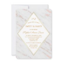 Elegante Rosa de Diamantes Oro Marble SWEET 16 Fie