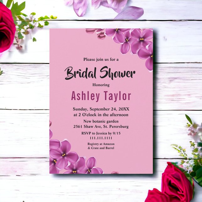 Invitación Elegante Rosa de flores orquídeas ducha de novia f (Subido por el creador)