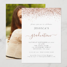 Invitación Elegante Rosa de fotografía de graduación 2024 Pur