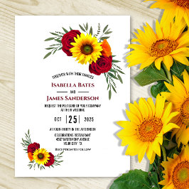 Invitación Elegante Rosa de girasol de Borgoña Boda
