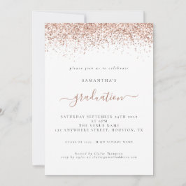 Invitación Elegante Rosa de graduación 2024 Purpurina de oro