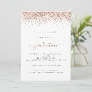 Invitación Elegante Rosa de graduación 2024 Purpurina de oro