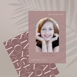 Invitación Elegante Rosa de Graduación de Fotos de Gran Tipo
