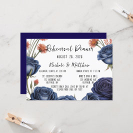 Invitación Elegante Rosa de la Armada y cena de Coral