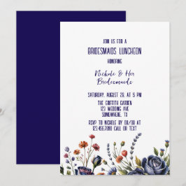 Invitación Elegante Rosa de la Marina y Bridesmaids del Coral