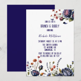 Invitación Elegante Rosa de la Marina y brunch de coral y bur