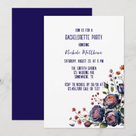 Invitación Elegante Rosa de la Marina y Fiesta de Bachelorett